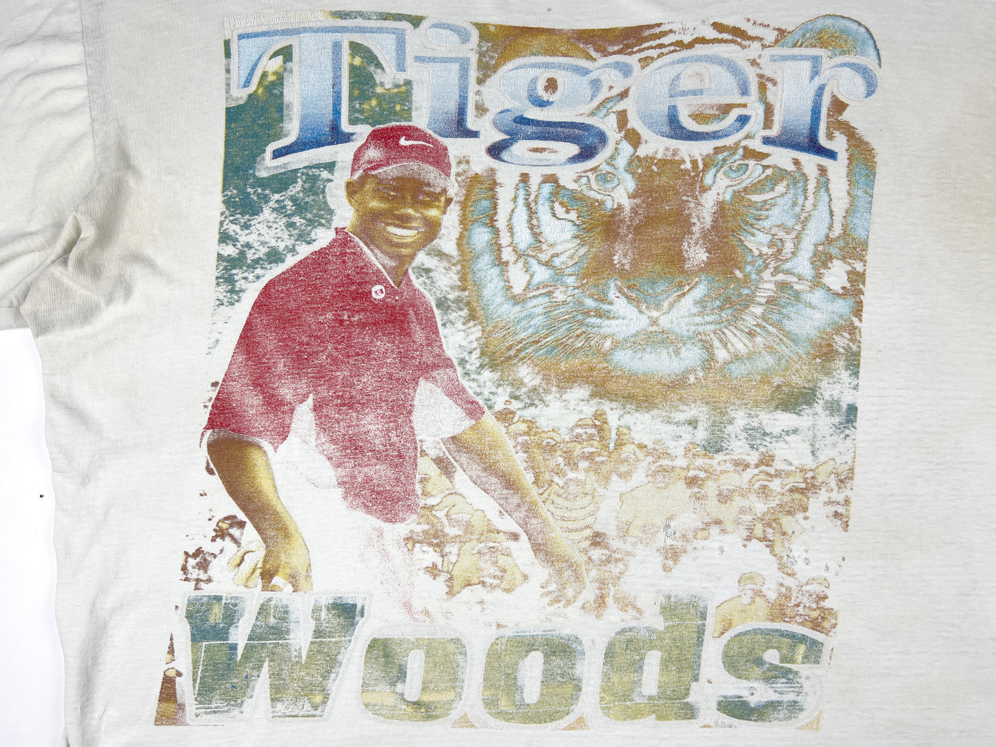 Tiger Woods First Black Masters Championship Bleached T-Shirt