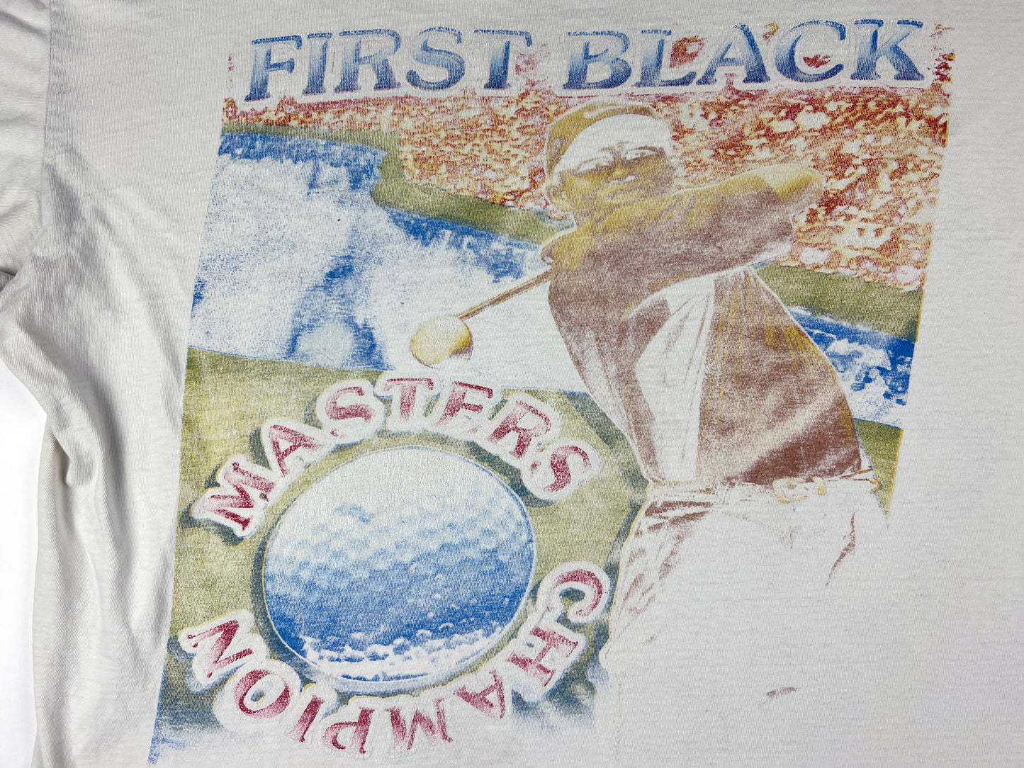 Tiger Woods First Black Masters Championship Bleached T-Shirt