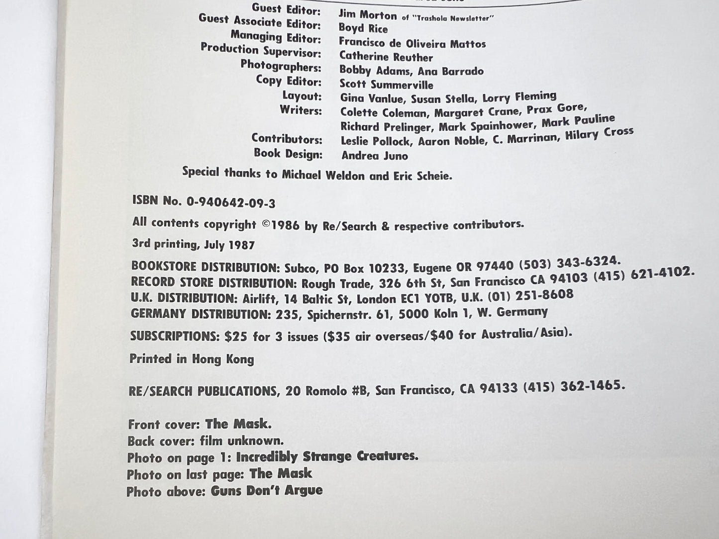 RE Search 'Incredible Strange Films' Book