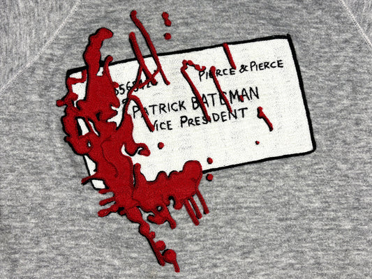 Cecil B. Moxie 'American Psycho Patrick Bateman Card' Chain Stitch Embroidered Hoodie