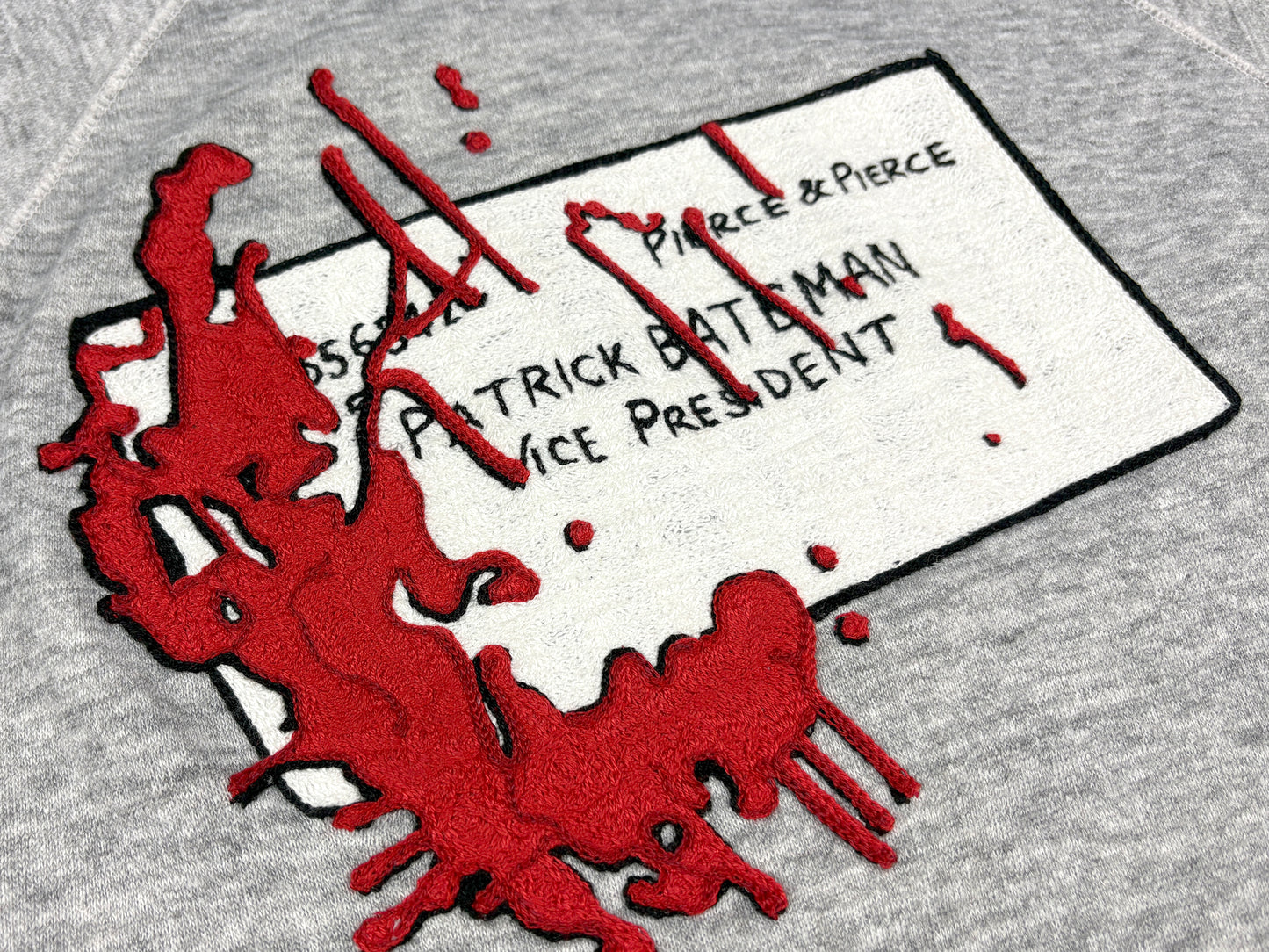 Cecil B. Moxie 'American Psycho Patrick Bateman Card' Chain Stitch Embroidered Hoodie