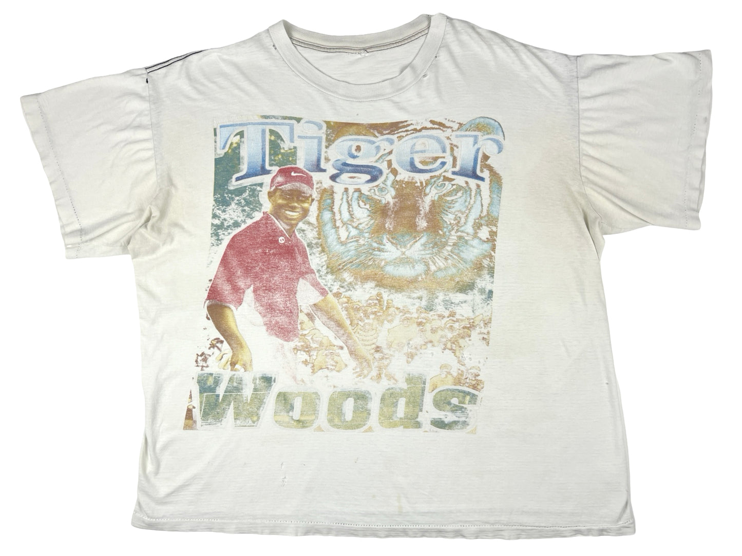 Tiger Woods First Black Masters Championship Bleached T-Shirt