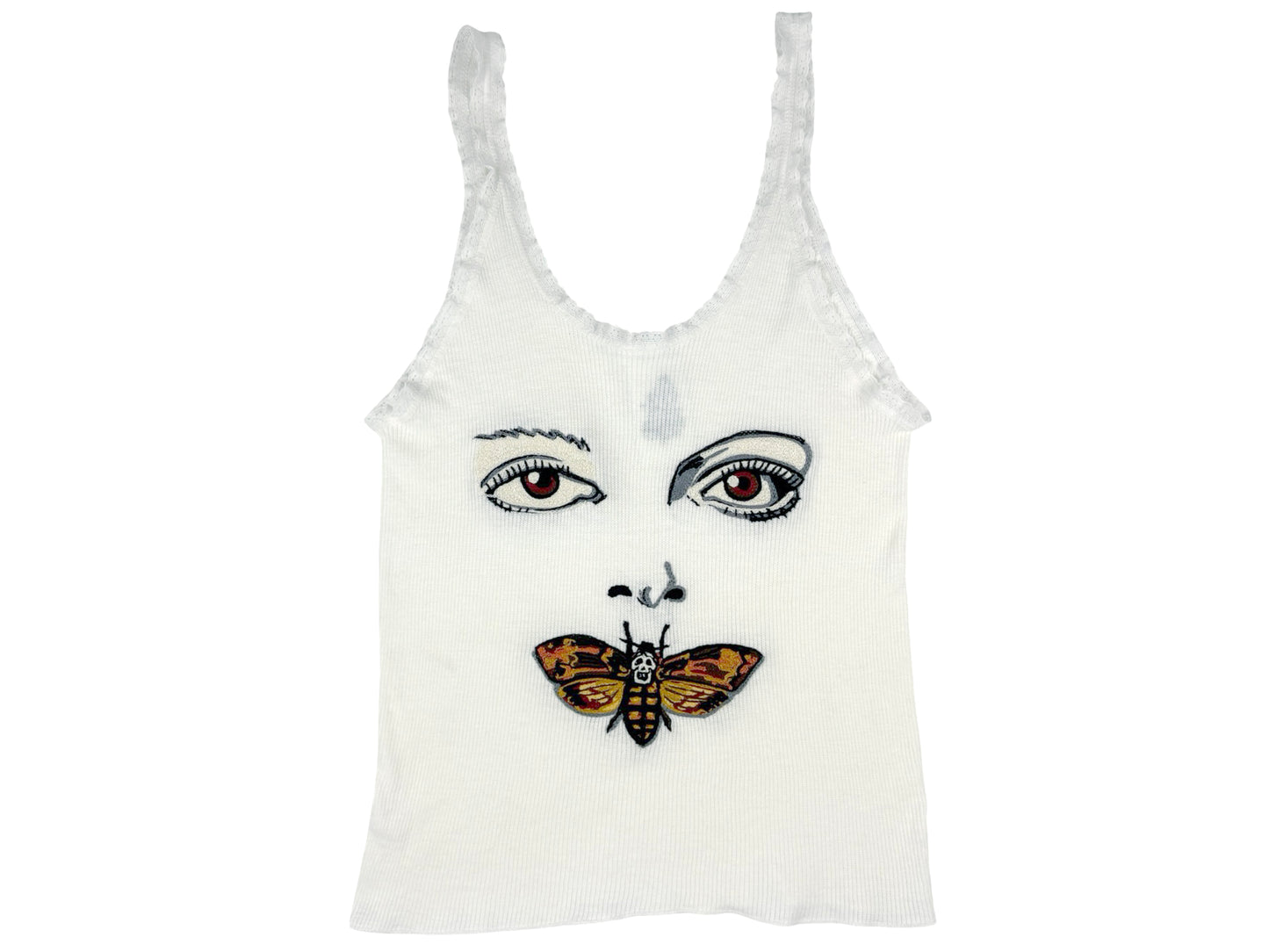 Cecil B. Moxie 'Silence of the Lambs' Chain Stitch Embroidered Tank Top