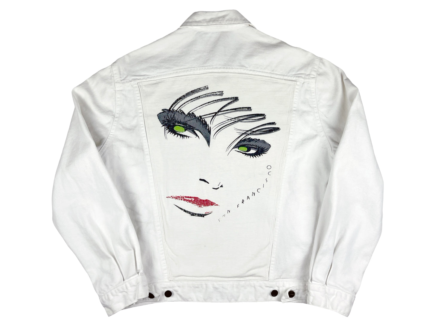 Patrick Nagel Style Back Patch Guess Jean Jacket