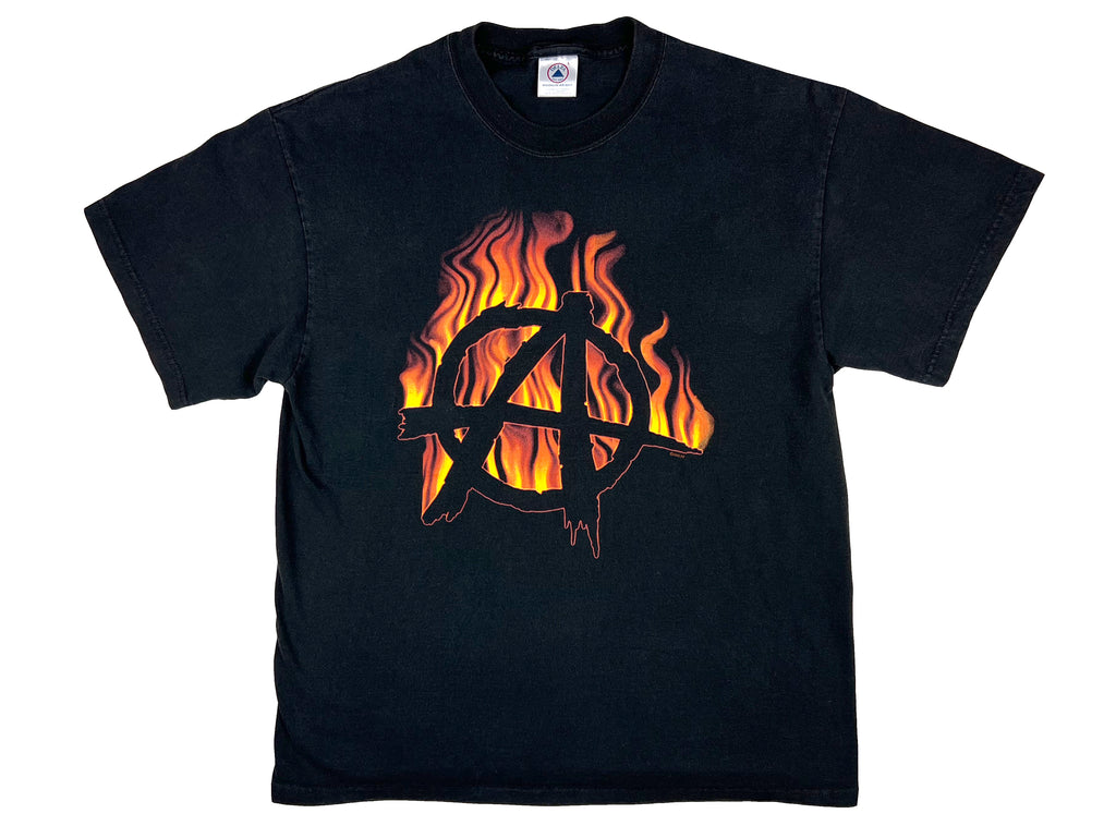 Fashion Victim Anarchy Symbol Y2K Fire T-Shirt