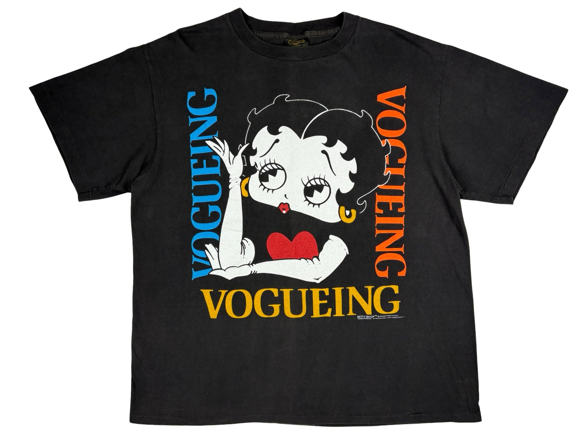 Vintage Betty Boop 'Vogueing' Madonna Parody Black T-Shirt 90s Cartoon Comic