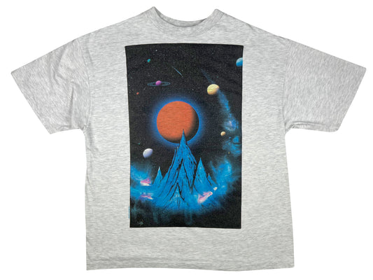Vintage Dave Archer 'Planetary' Grey T-Shirt Art Sci-Fi Science Fiction