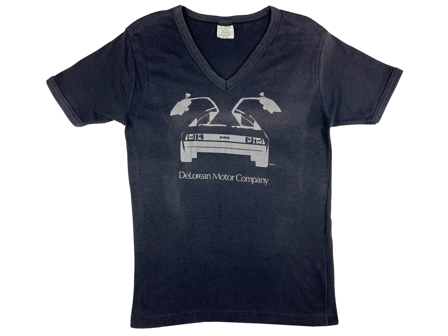 Vintage DeLorean Motor Company V-Neck Black T-Shirt Car Autio back to the future