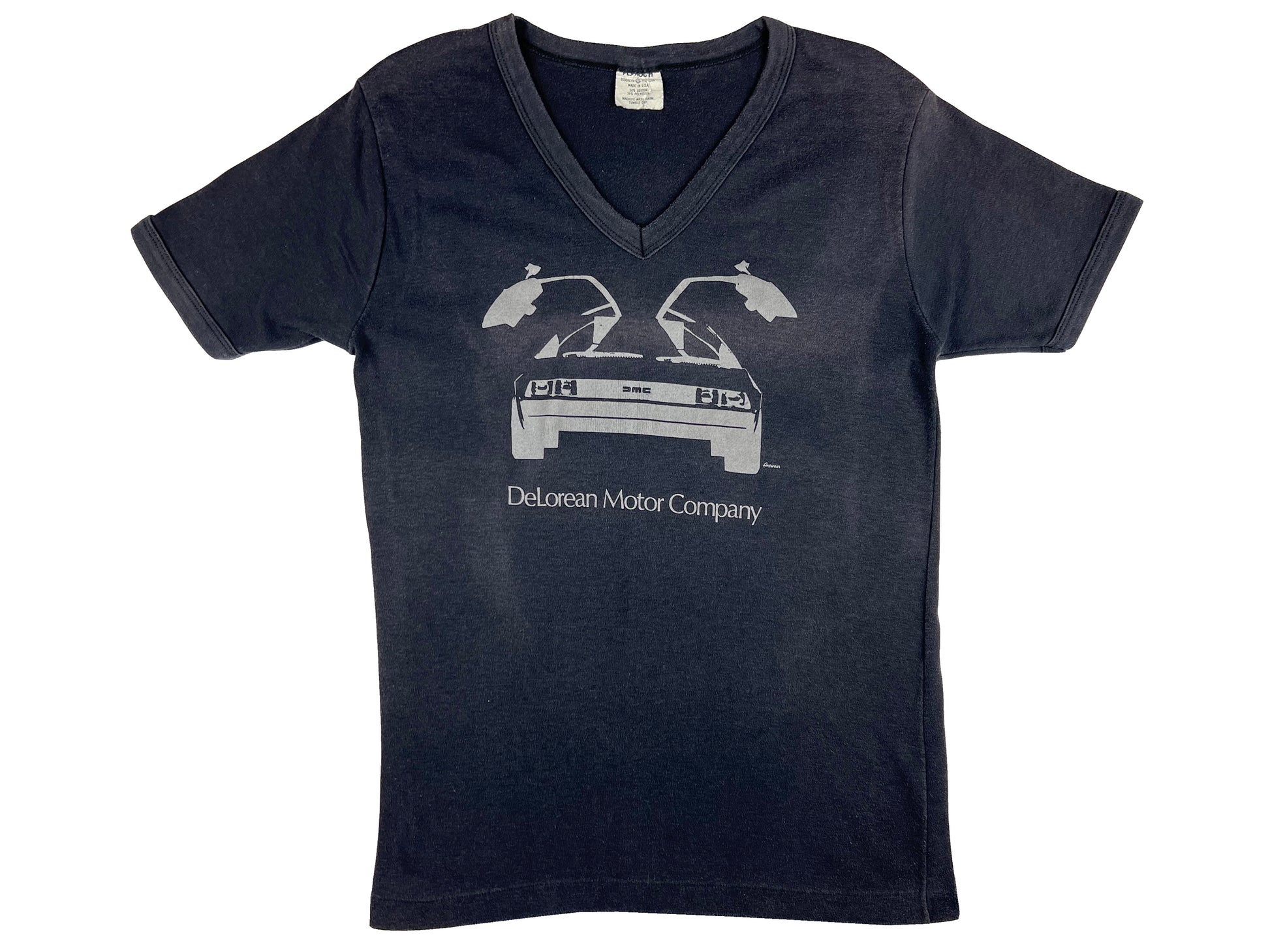 Vintage DeLorean Motor Company V-Neck Black T-Shirt Car Autio back to the future