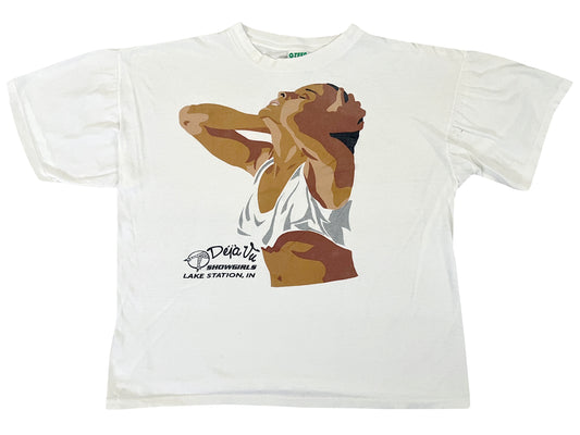 Vintage Deja Vu Showgirls Club White T-Shirt lake station IN