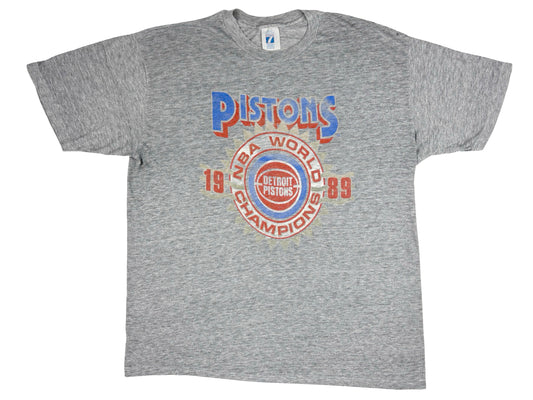 Vintage Detroit Pistons 1989 NBA World Champions Heather Grey Threadbare T-Shirt 80s basketball 
