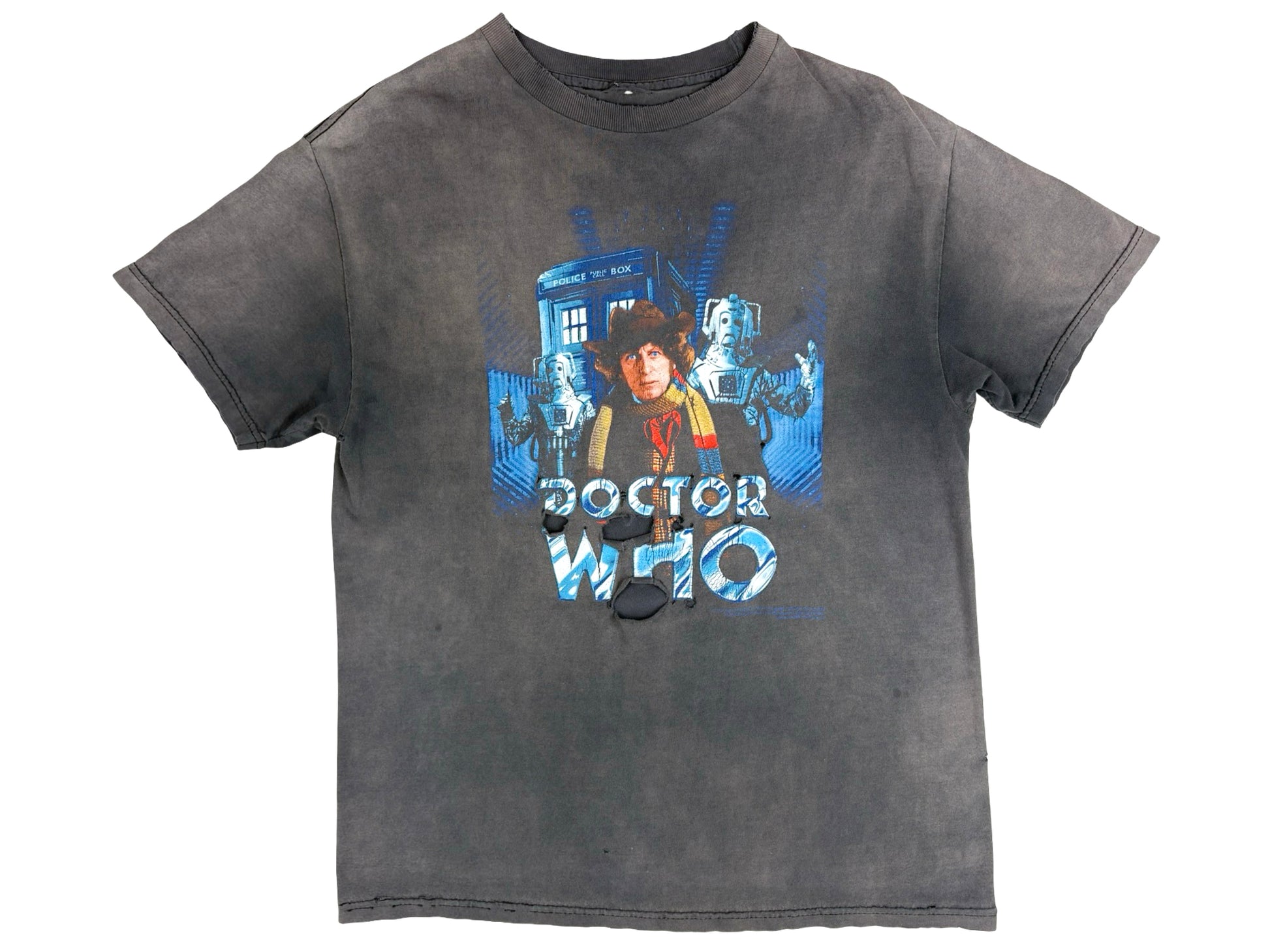 Vintage Doctor Who Thrashed T-Shirt TV SHow Movie UK BBC British Sci-Fi Science Fiction