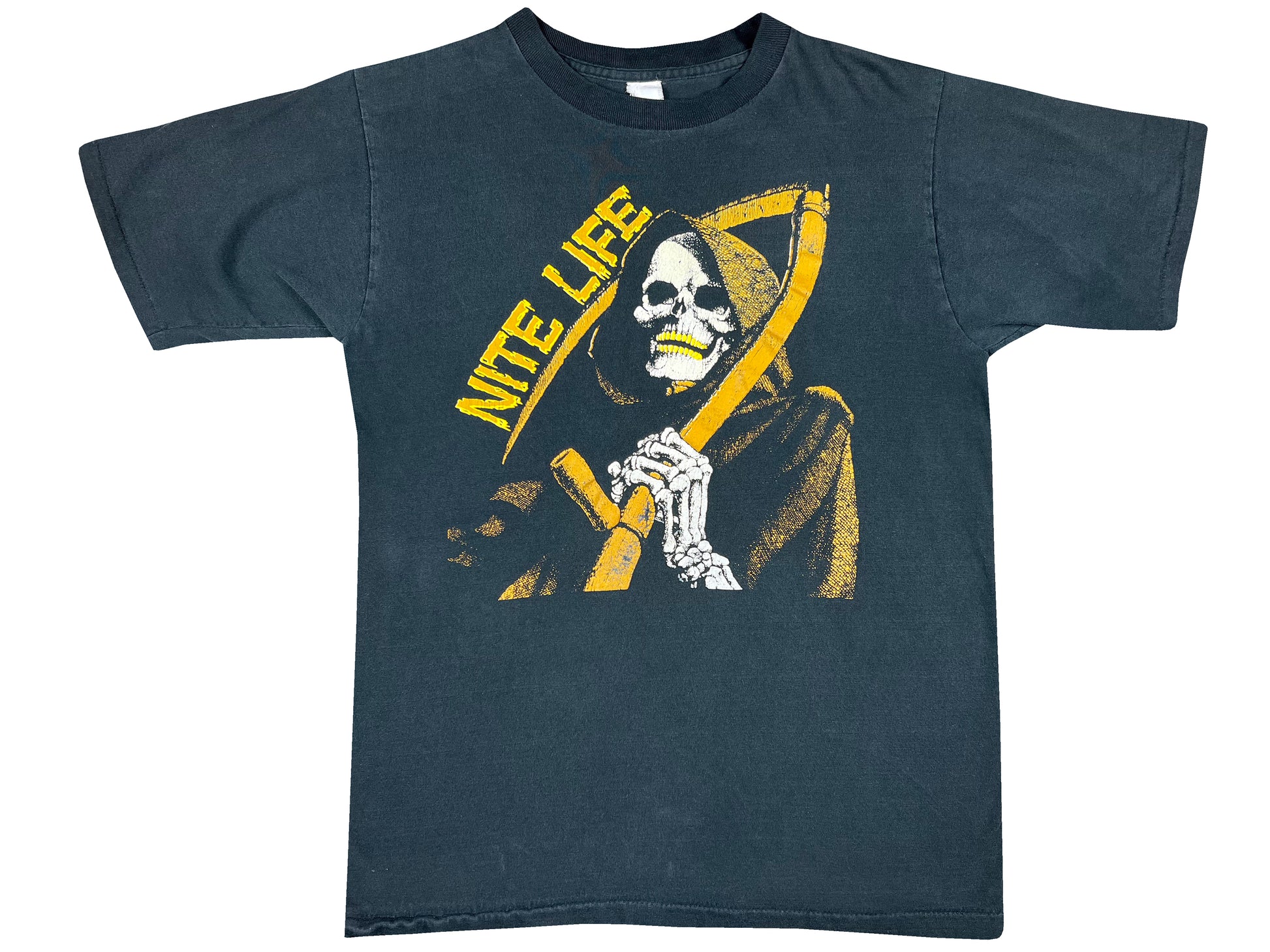 Vintage Grim Reaper Nite Life Black T-Shirt Death 80s 90s