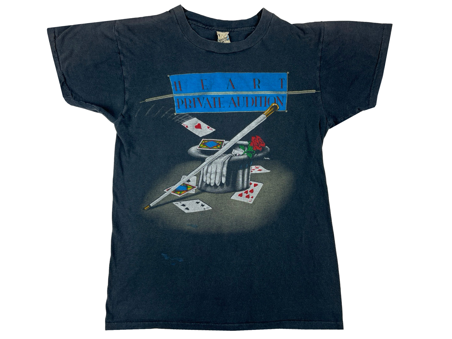 Vintage Heart 'Private Audition' Black T-Shirt 80s band 