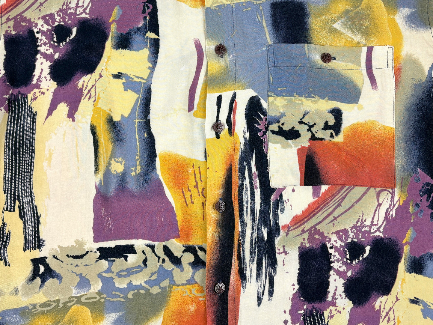 Pierre Cardin Multi Color Rayon Button Down S/S Shirt