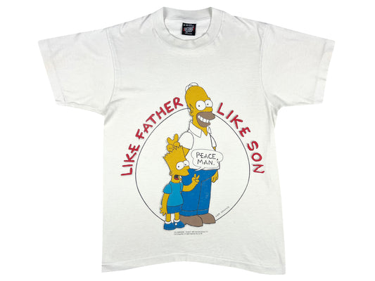 Vintage The Simpsons Homer & Bart White T-Shirt 90s Cartoon