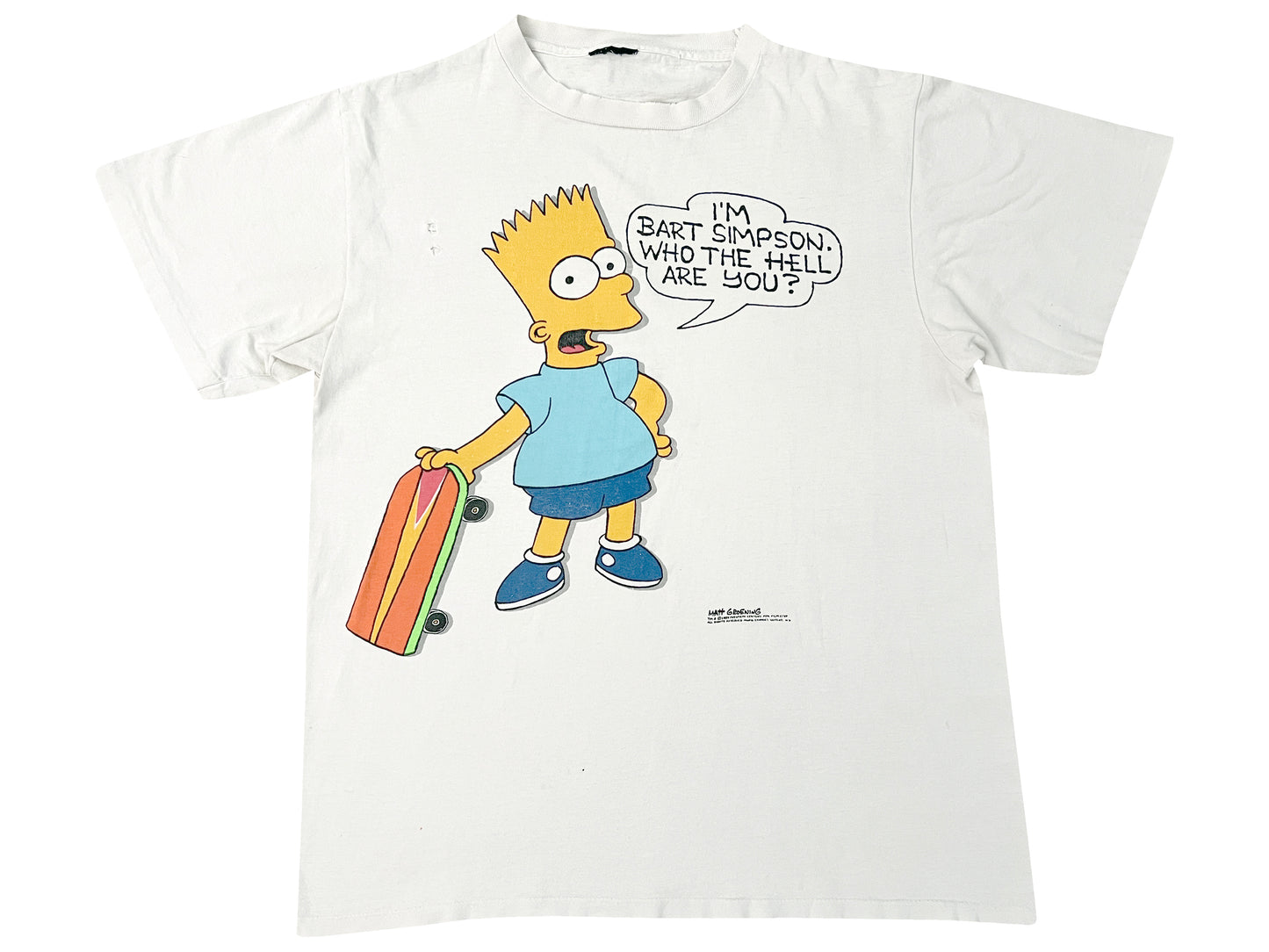 Vintage The Simpsons Bart Simpson Who The Hell Are You White T-Shirt 90s