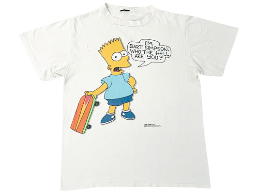 Vintage The Simpsons Bart Simpson Who The Hell Are You White T-Shirt 90s