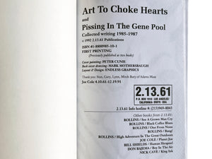 Henry Rollins Art To Choke Hearts Book
