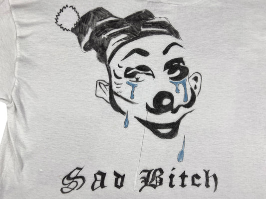 Sad B**** Clown Hand Drawn Cropped T-Shirt
