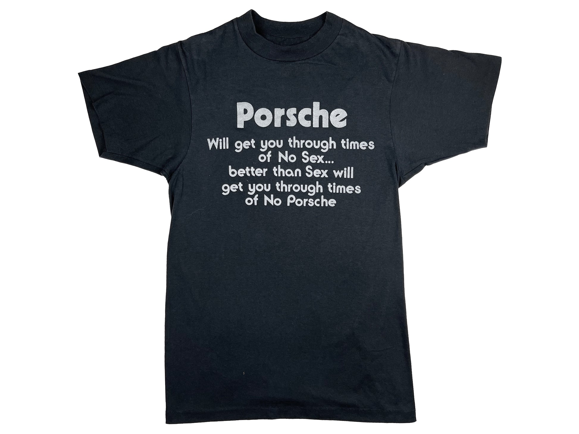 Vintage 80s Porsche Sex Humor Black T-Shirt