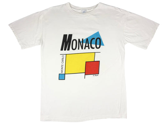 Vintage Monaco Monte Carlo Mondrian Art Style Tourist T-Shirt 90s Souvenir Art 