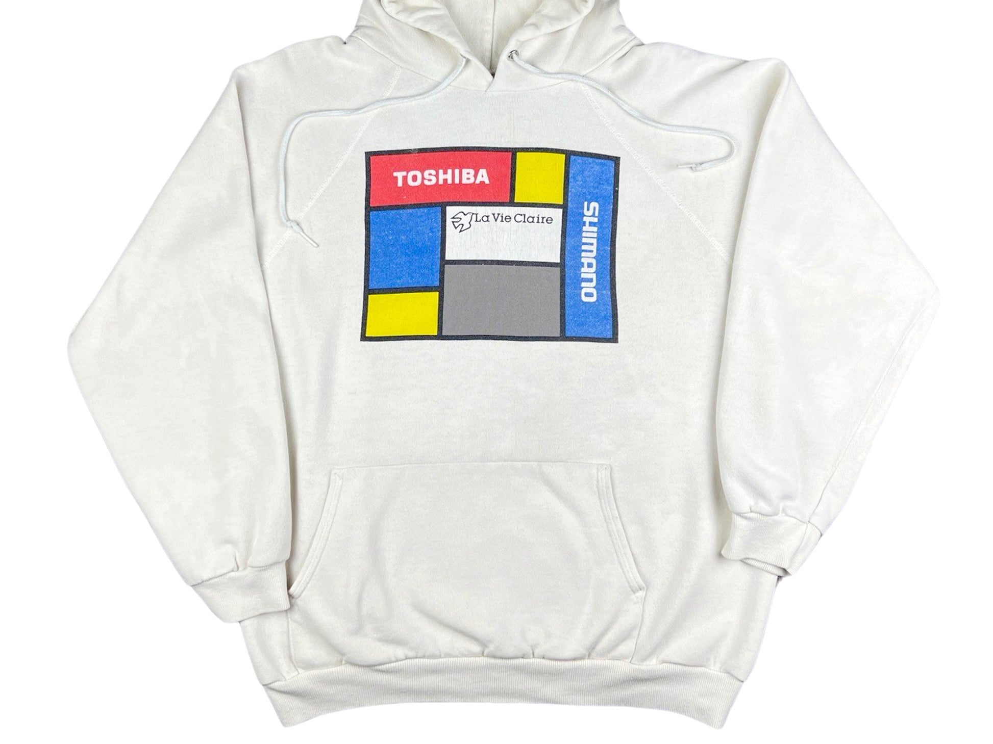 Vintage Mondrian La Vie Claire Toshiba Shimano Cycling White Hoodie