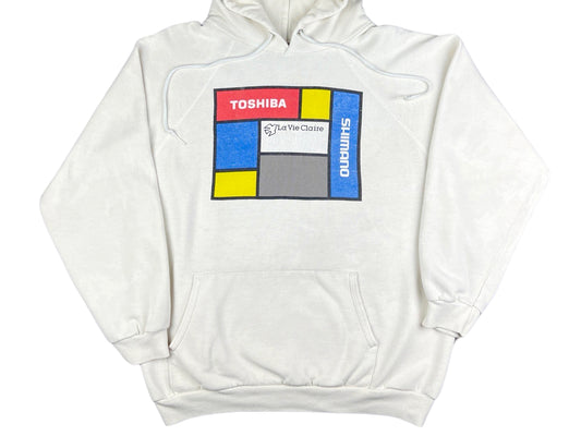 Vintage Mondrian La Vie Claire Toshiba Shimano Cycling White Hoodie
