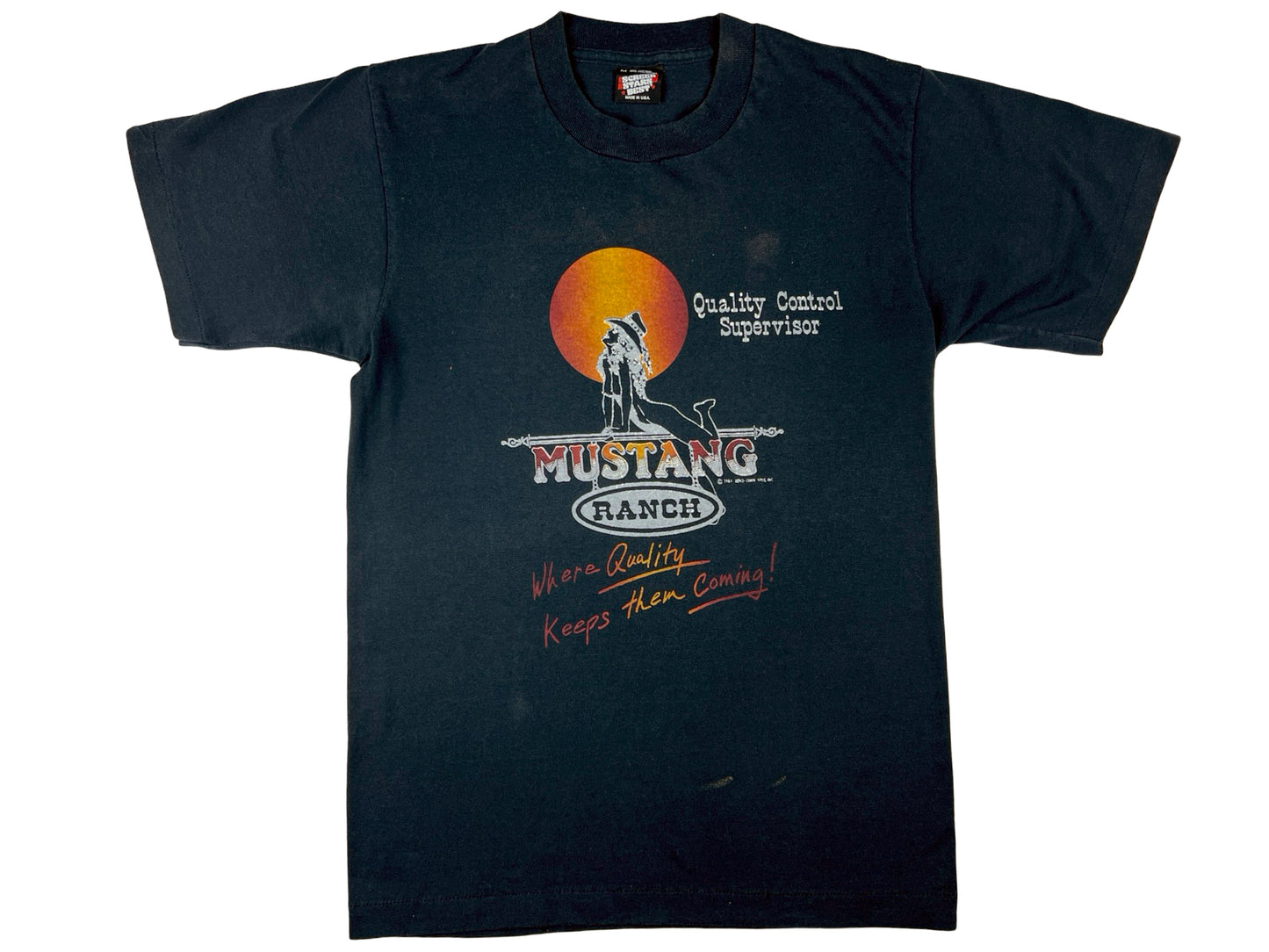 Vintage Mustang Ranch Black T-Shirt Nevada 