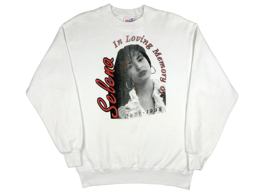 Vintage Selena Memorial White Sweatshirt 90s Singer