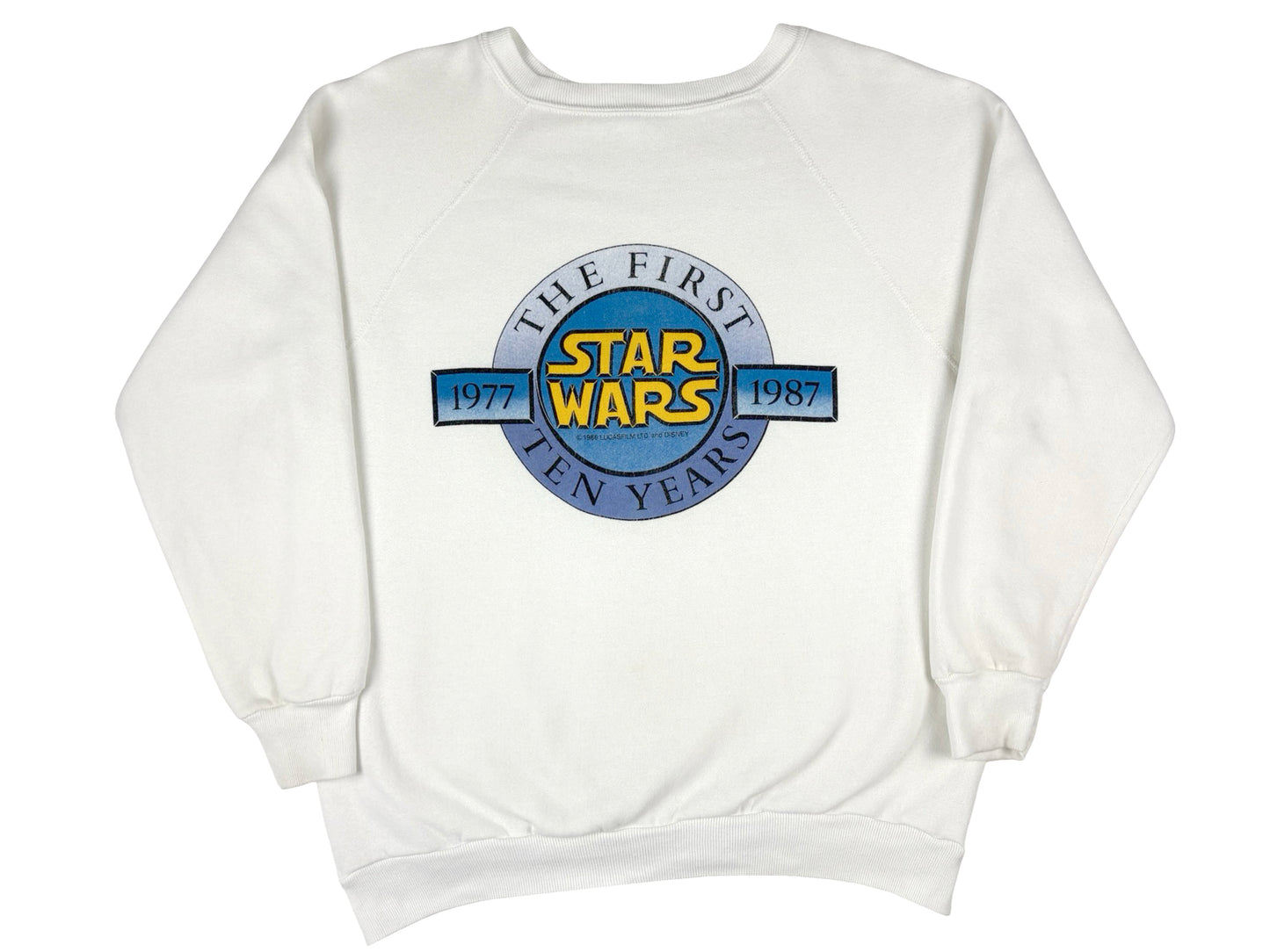 Vintage Star Wars 10 Year Anniversary White Sweatshirt 80 1987 Sci-Fi Science Fiction