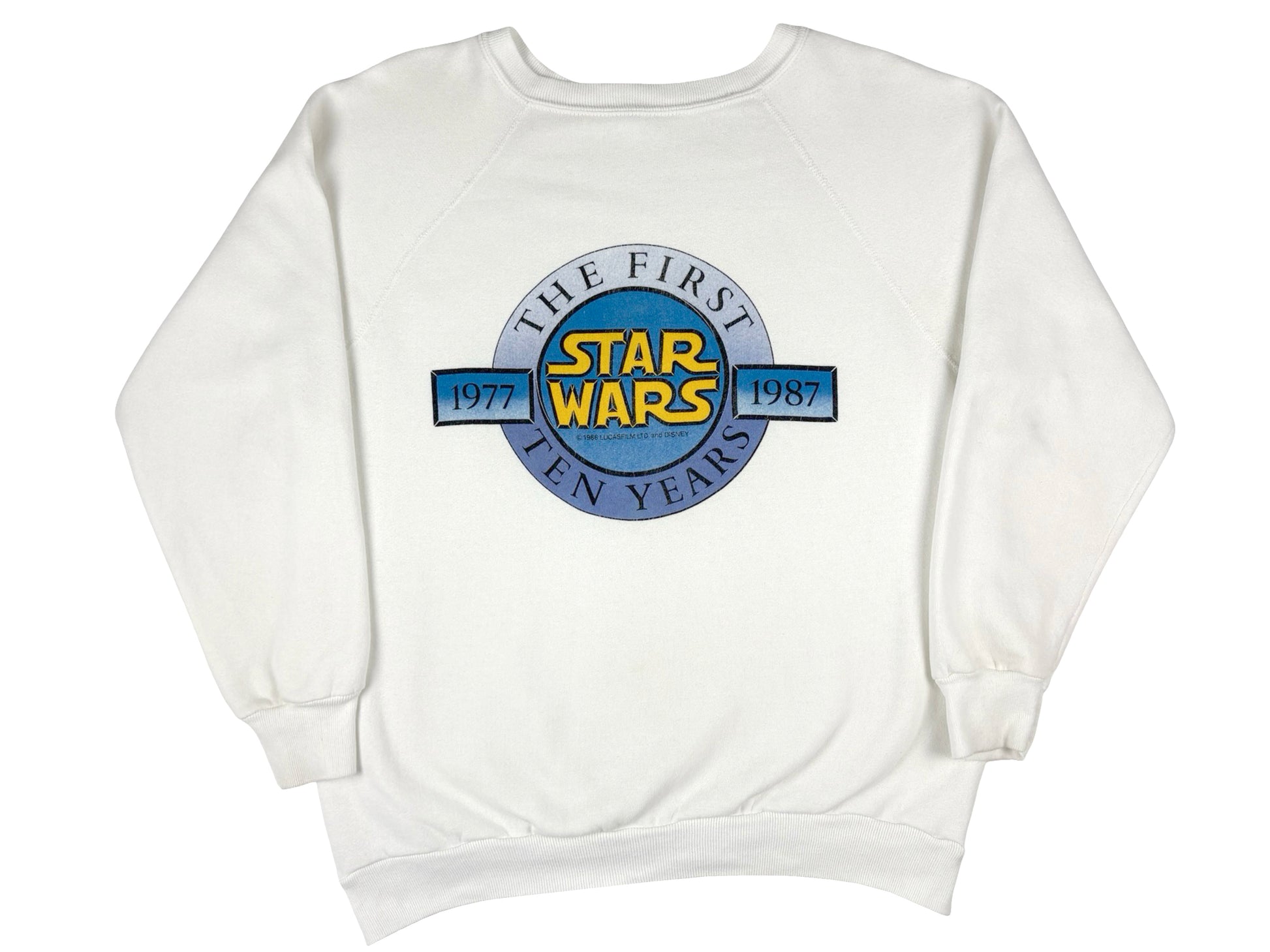 Vintage Star Wars 10 Year Anniversary White Sweatshirt 80 1987 Sci-Fi Science Fiction