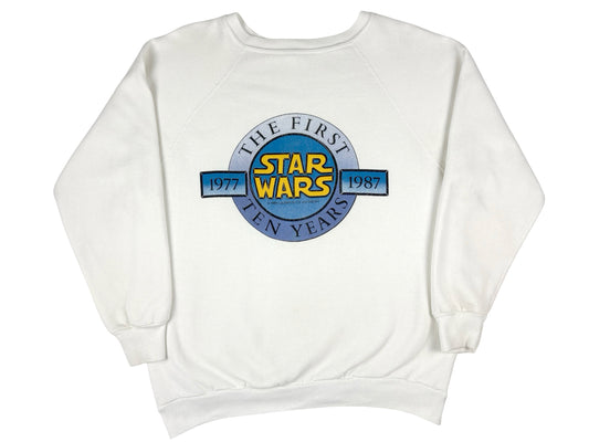 Vintage Star Wars 10 Year Anniversary White Sweatshirt 80 1987 Sci-Fi Science Fiction