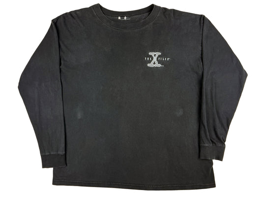 Vintage The X-Files Embroidered Black L/S Shirt 90s Sci-Fi Horror Science Fiction TV Show