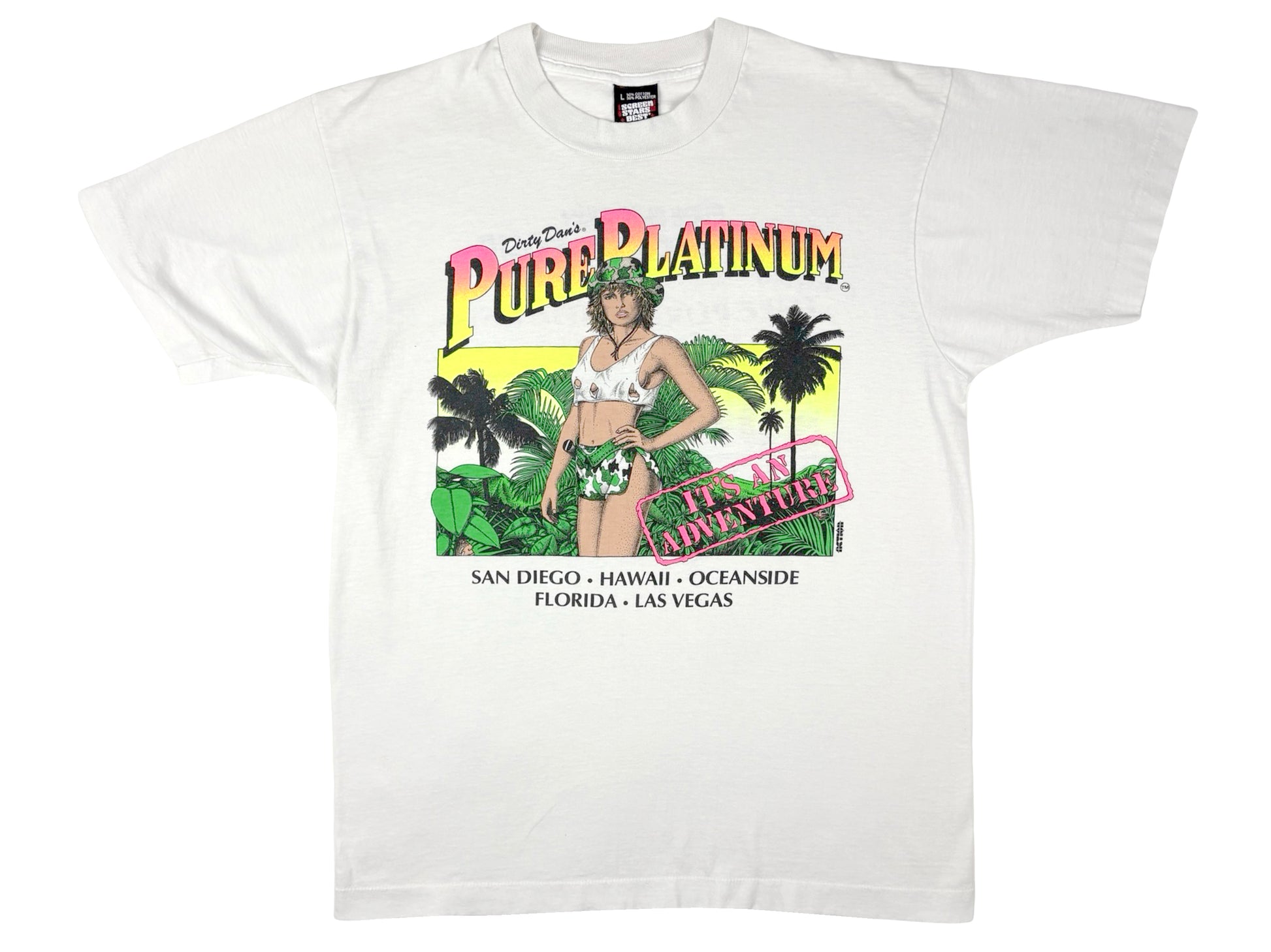 Vintage Thee Dollhouse Pure Platinum Safari Babe White T-Shirt Adult Strip Club