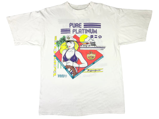 Vintage Thee Dollhouse Pure Platinum 'Yacht Club' White T-Shirt