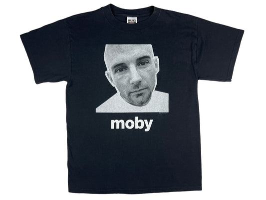 Vintage Moby Black T-Shirt Techno Rave DJ 90s Vegan