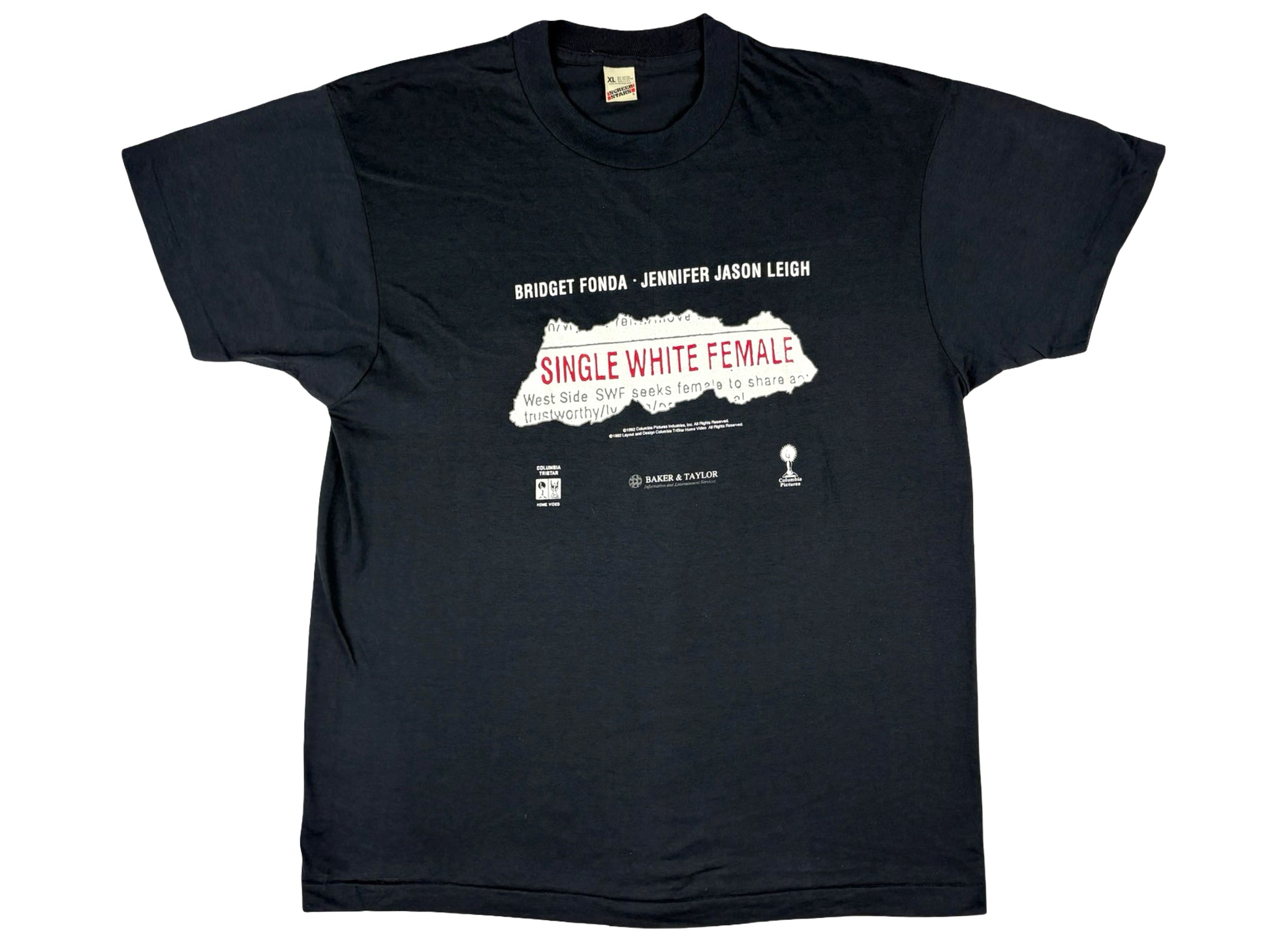Vintage Single White Female Movie Black T-Shirt 90s 1994 SWF