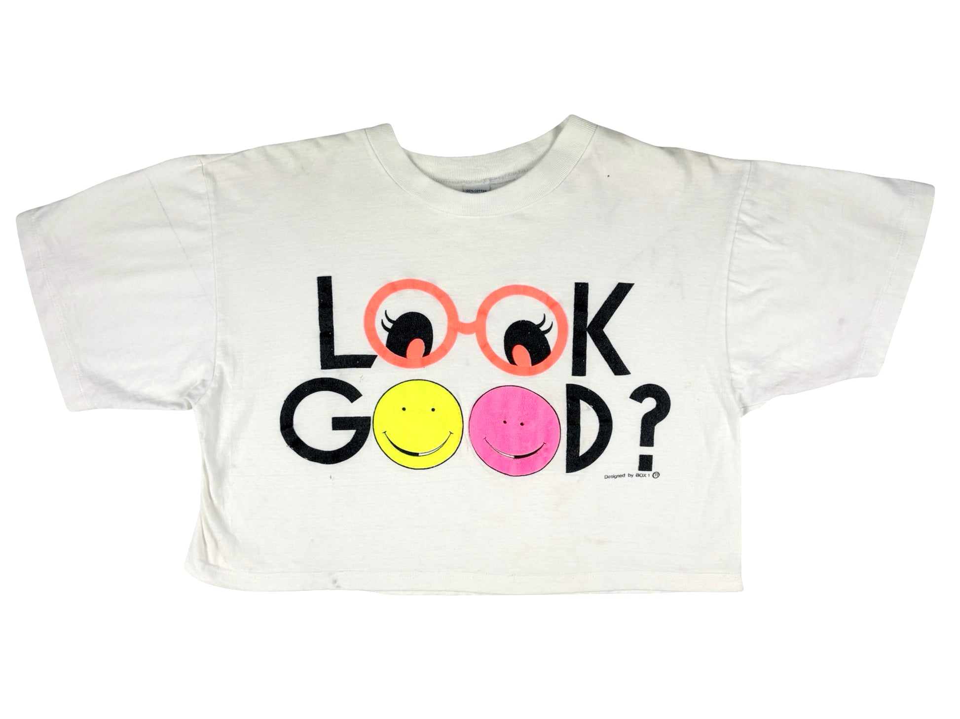 Vintage Look Good Smiley Face Cropped T-Shirt