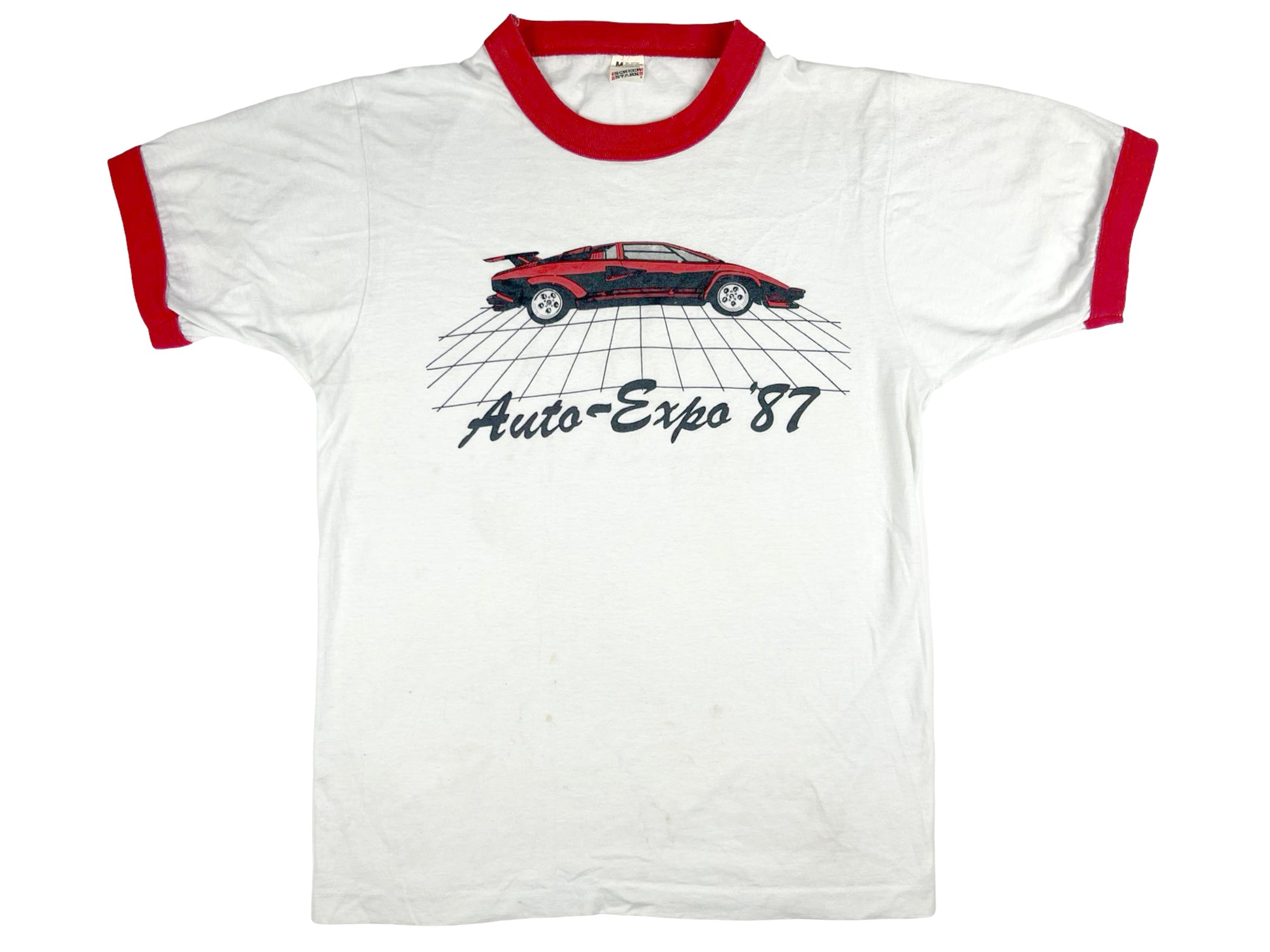Vintage Lamborghini Countach Auto Expo 1987 Ringer T-Shirt