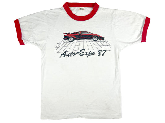 Vintage Lamborghini Countach Auto Expo 1987 Ringer T-Shirt