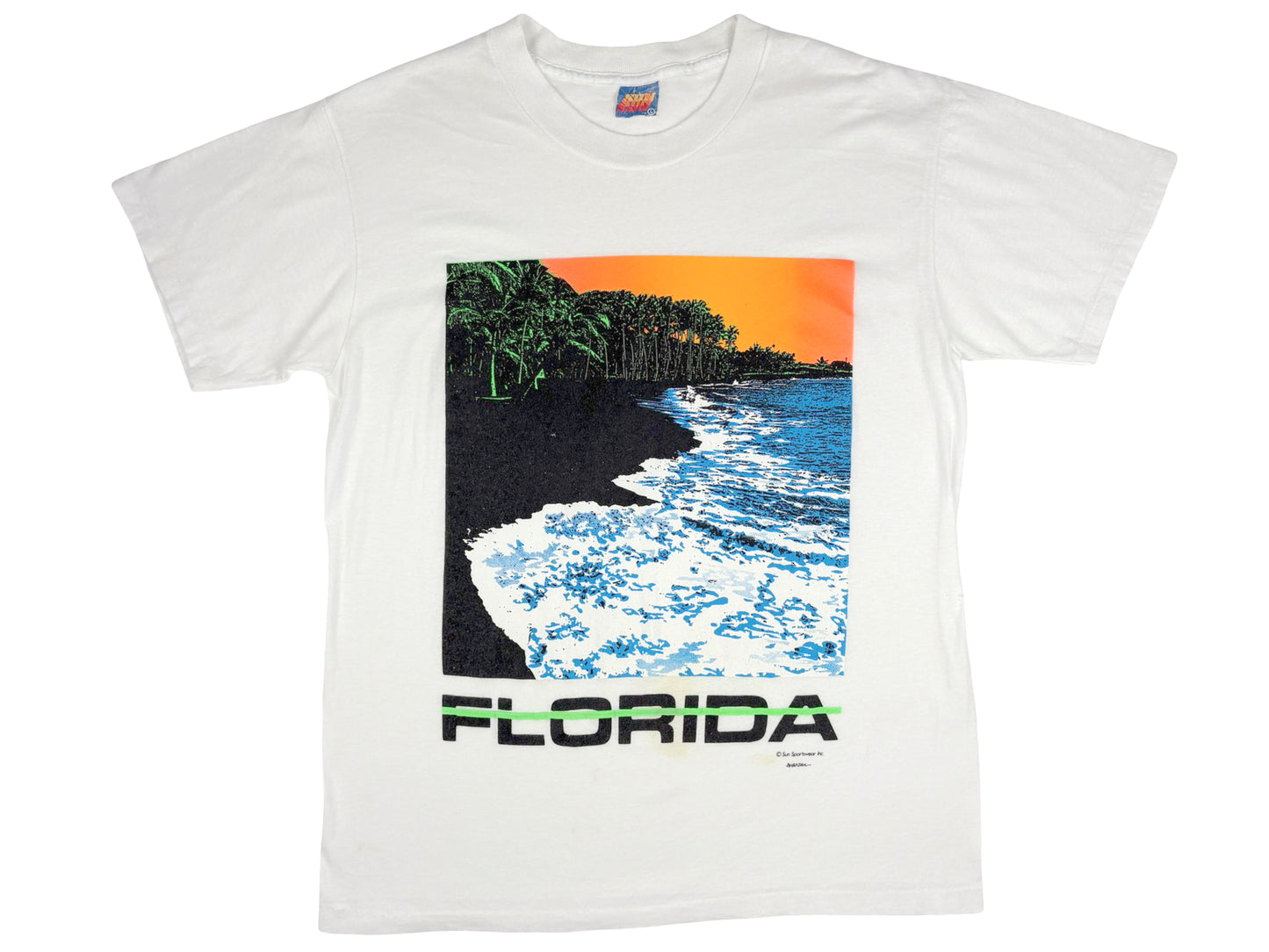 Vintage Florida Beach Neon Tourist Souvenir T-Shirt