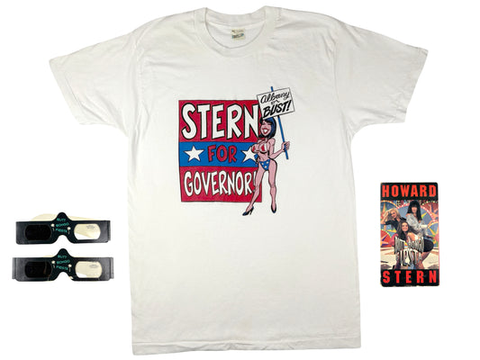 Howard Stern for Governor T-Shirt & Butt Bongo Fiesta VHS & 3D Glasses