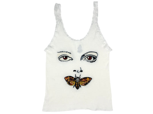 Cecil B. Moxie 'Silence of the Lambs' Chain Stitch Embroidered Tank Top