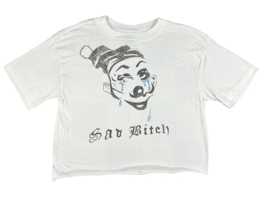 Sad B**** Clown Hand Drawn Cropped T-Shirt