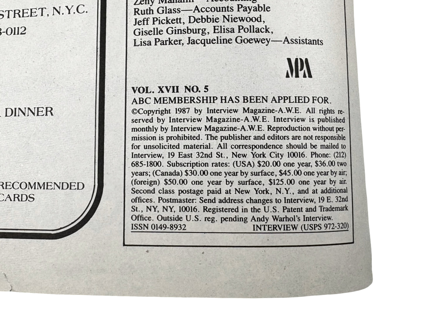 Interview Magazine May 1987 Robert Townsend