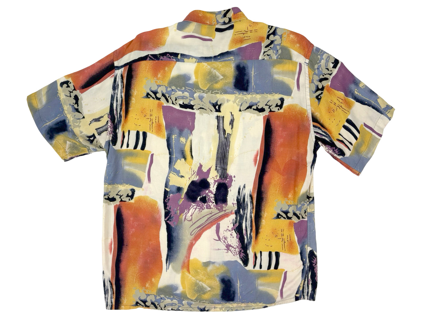 Vintage Pierre Cardin Multi Color Rayon Button Down S/S Shirt