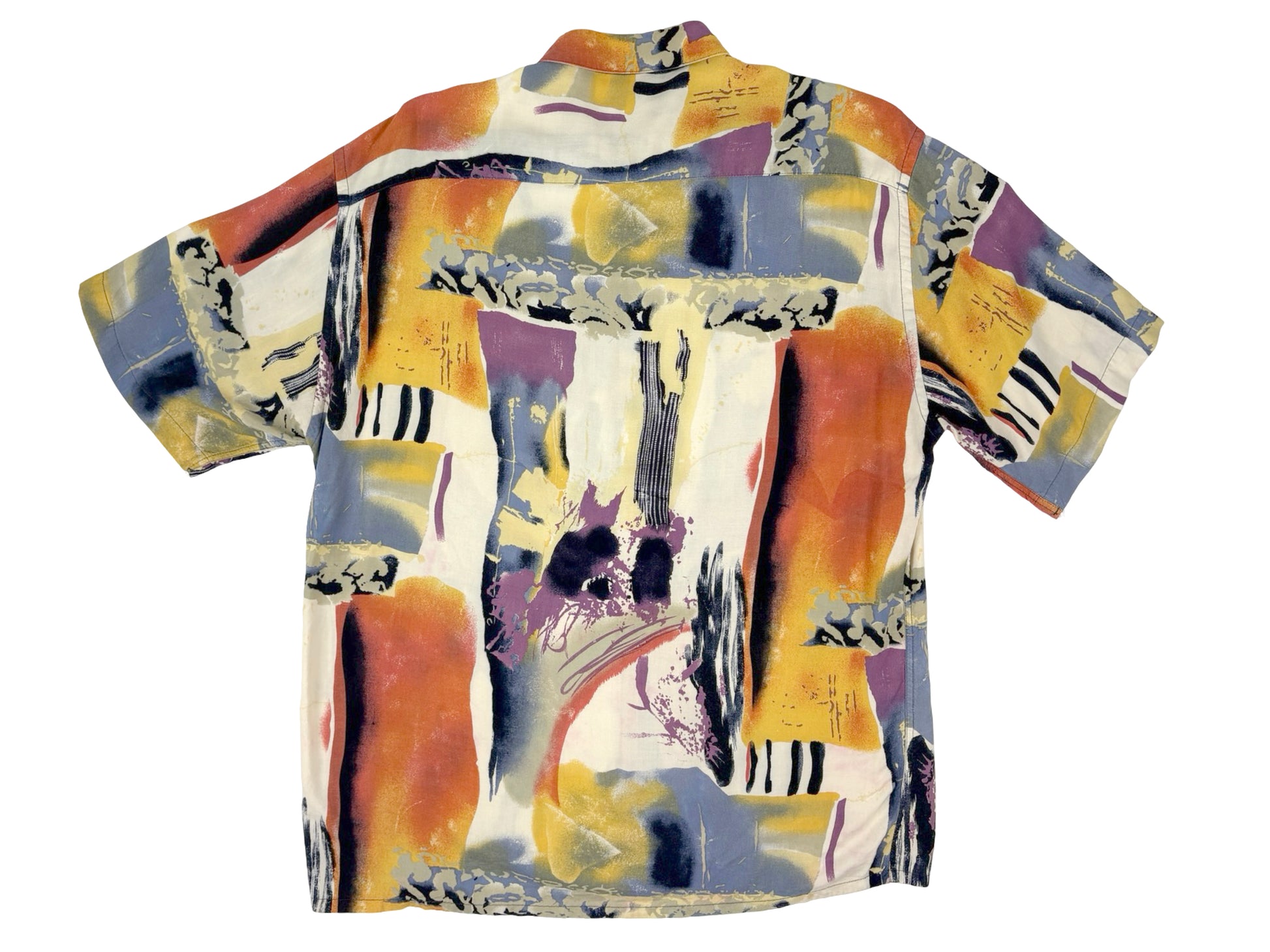 Vintage Pierre Cardin Multi Color Rayon Button Down S/S Shirt