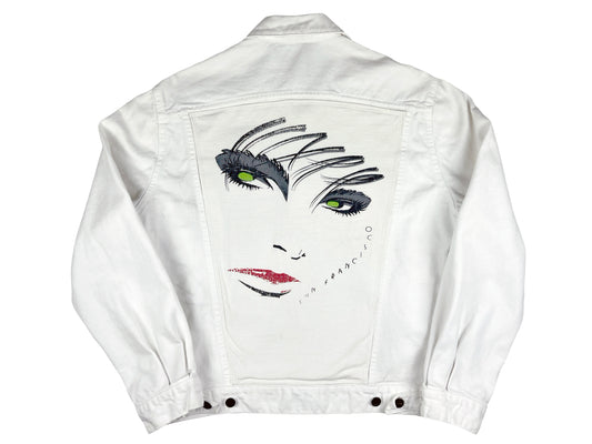 Vintage Patrick Nagel Style Back Patch Guess Jean Jacket