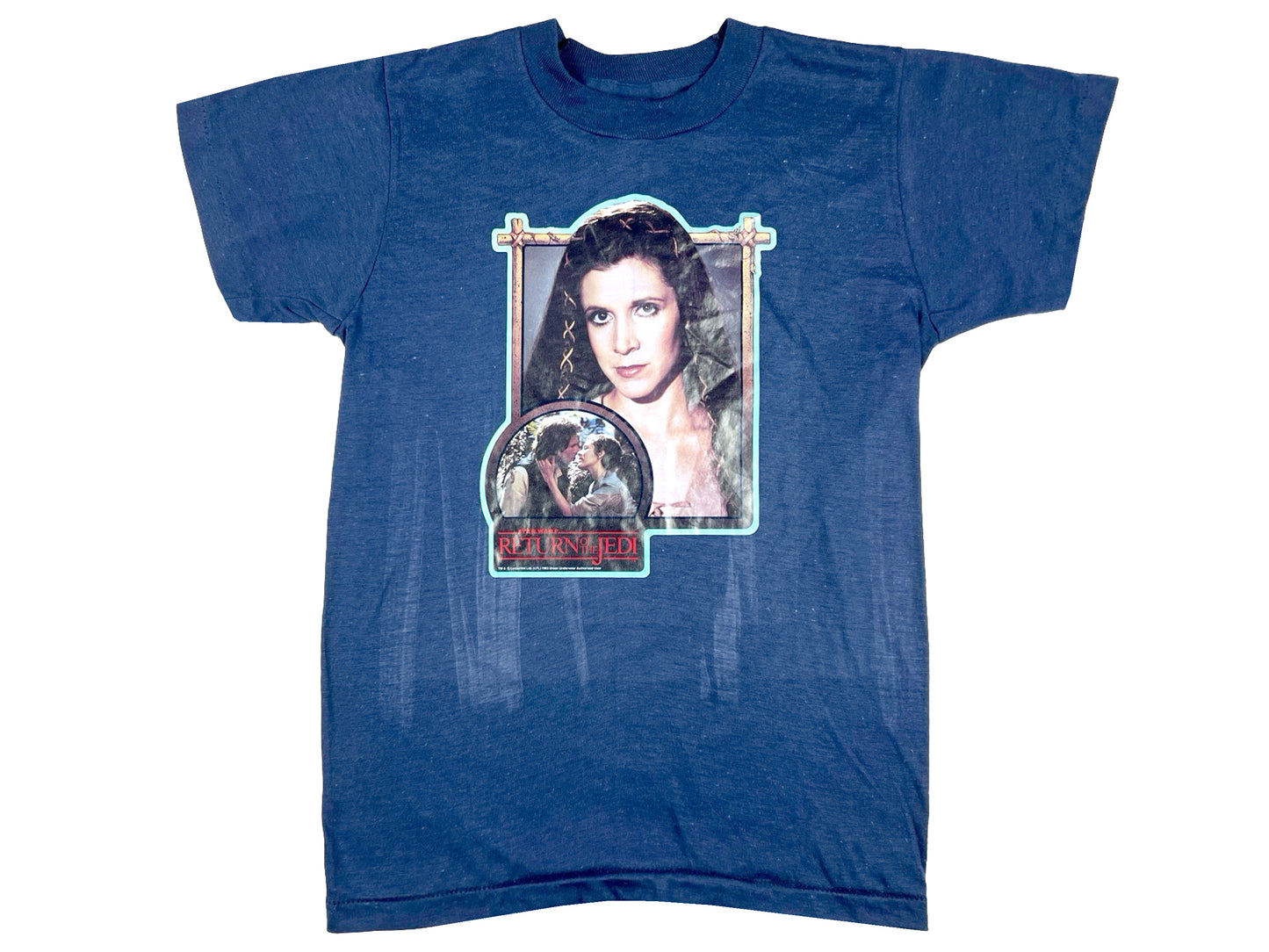 Vintage Star Wars Princess Leia Return of the Jedi Movie Blue T-Shirt